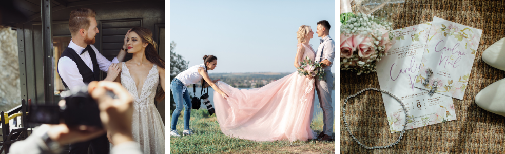 Wedding photographer reviewing images for a website and SEO strategy.
